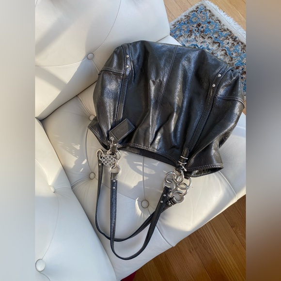 COACH Dark Gray Alexandra Patent Leather Tote Bag 16231 🩶✨ - Picture 7 of 16